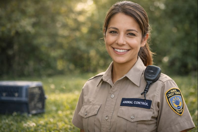Smiling animal control officer in uniform